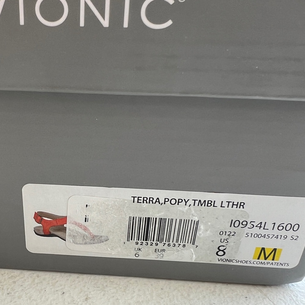 Nib - Vionic Terra Poppy Red - Size 8 - image 3